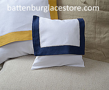 Envelope pillow.Baby size 8 in. White with TRUE NAVY color trims - Click Image to Close